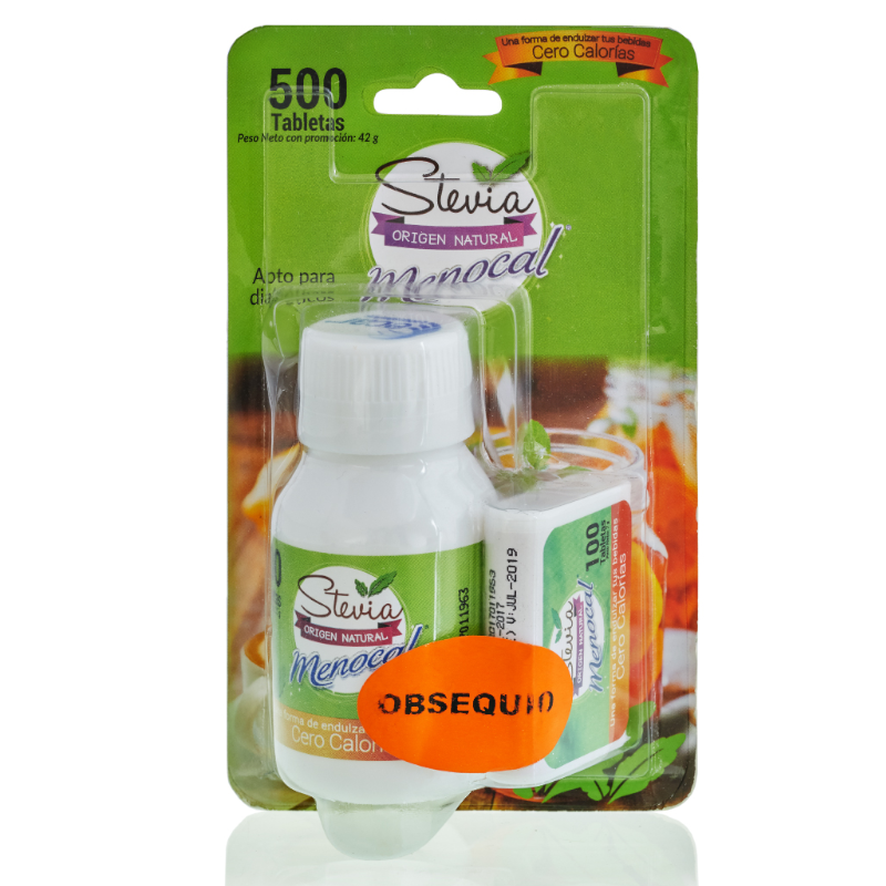 Endulzante Stevia Menocal 500 Tabletas Gratis Dispensador 100 Tabletas ...
